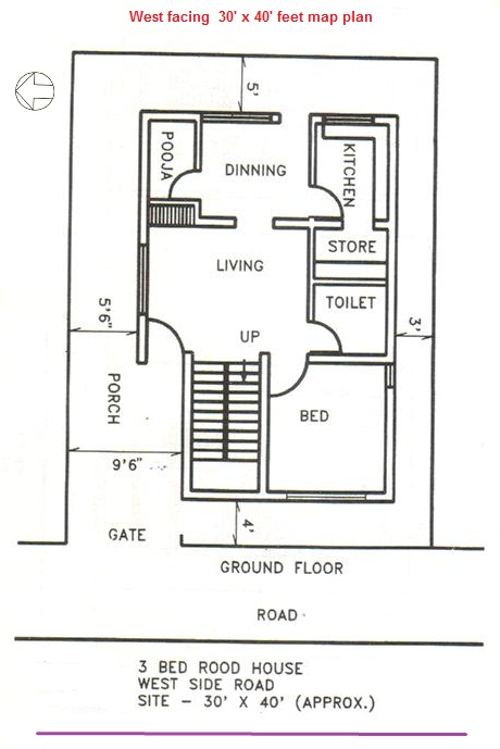 Maps12west facing 30 x 40 feet plan